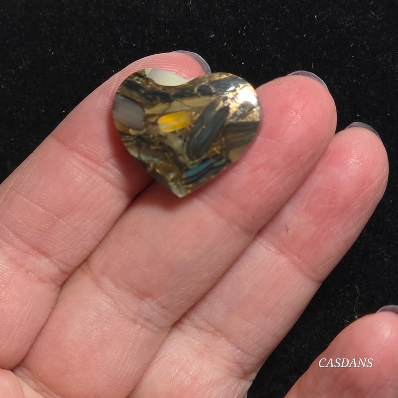 Dream Weaver Composite Heart Cabochon (Contains Mother of Pearl and Abalone Shell)