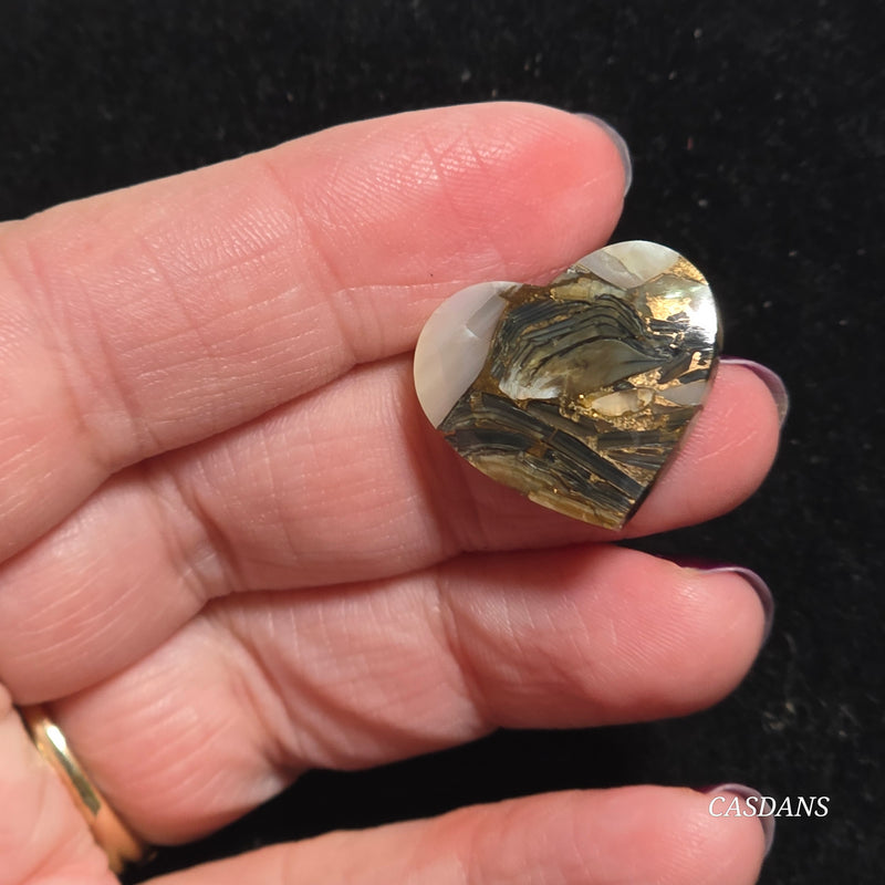 Dream Weaver Composite Heart Cabochon (Contains Mother of Pearl and Abalone Shell)