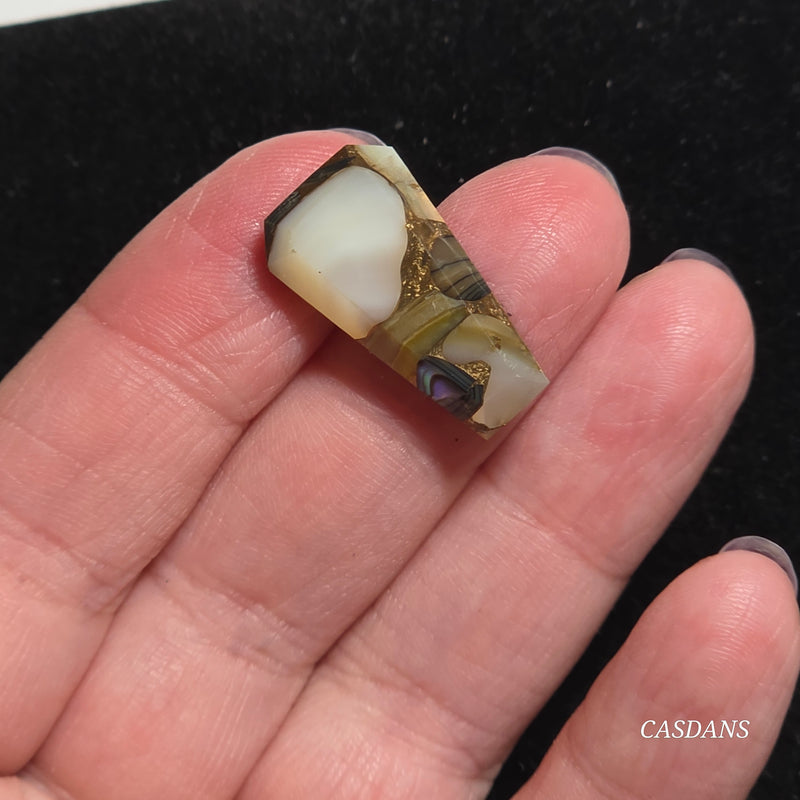 Dream Weaver Composite Coffin Cabochon (Contains Mother of Pearl and Abalone Shell)