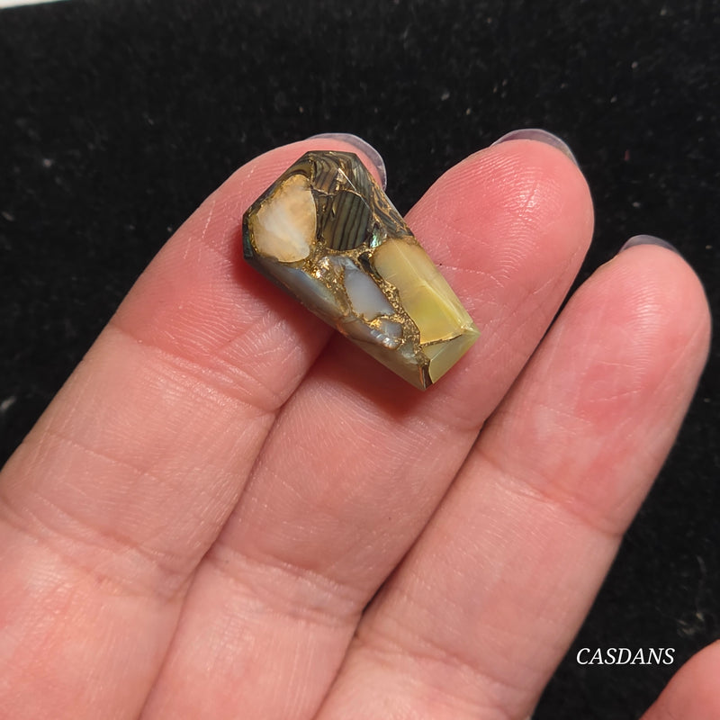 Dream Weaver Composite Coffin Cabochon (Contains Mother of Pearl and Abalone Shell)
