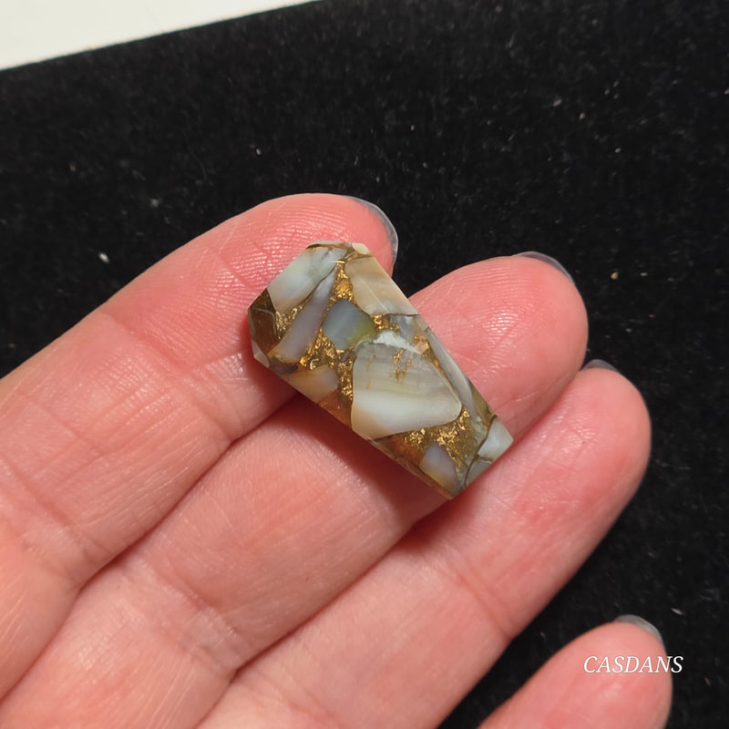 Dream Weaver Composite Coffin Cabochon (Contains Mother of Pearl and Abalone Shell)