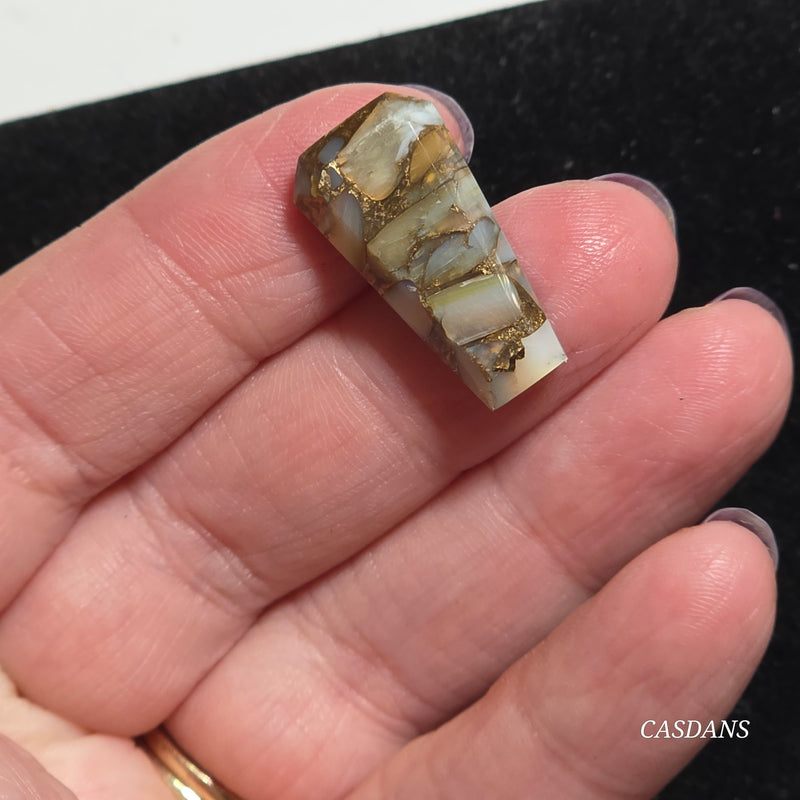 Dream Weaver Composite Coffin Cabochon (Contains Mother of Pearl and Abalone Shell)