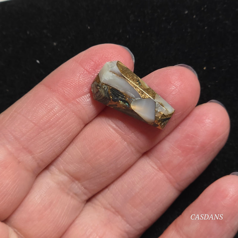 Dream Weaver Composite Coffin Cabochon (Contains Mother of Pearl and Abalone Shell)