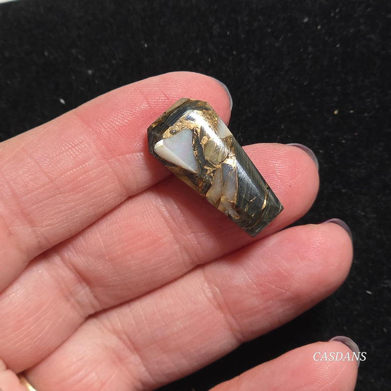 Dream Weaver Composite Coffin Cabochon (Contains Mother of Pearl and Abalone Shell)