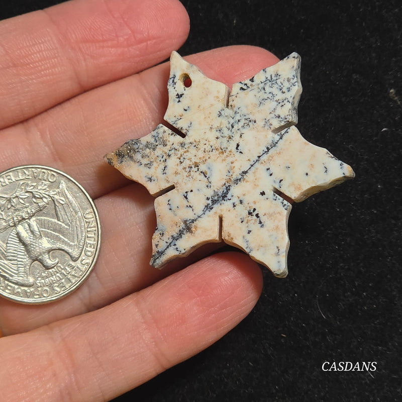 Dendritic Agate Snowflake (Drilled)