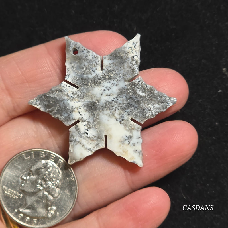 Dendritic Agate Snowflake (Drilled)