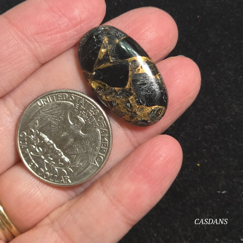 Obsidian Bronze Composite Cabochon
