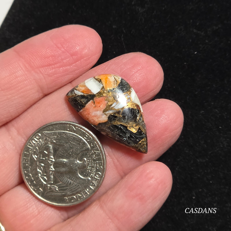 Spiny Oyster Obsidian Bronze Composite Cabochon