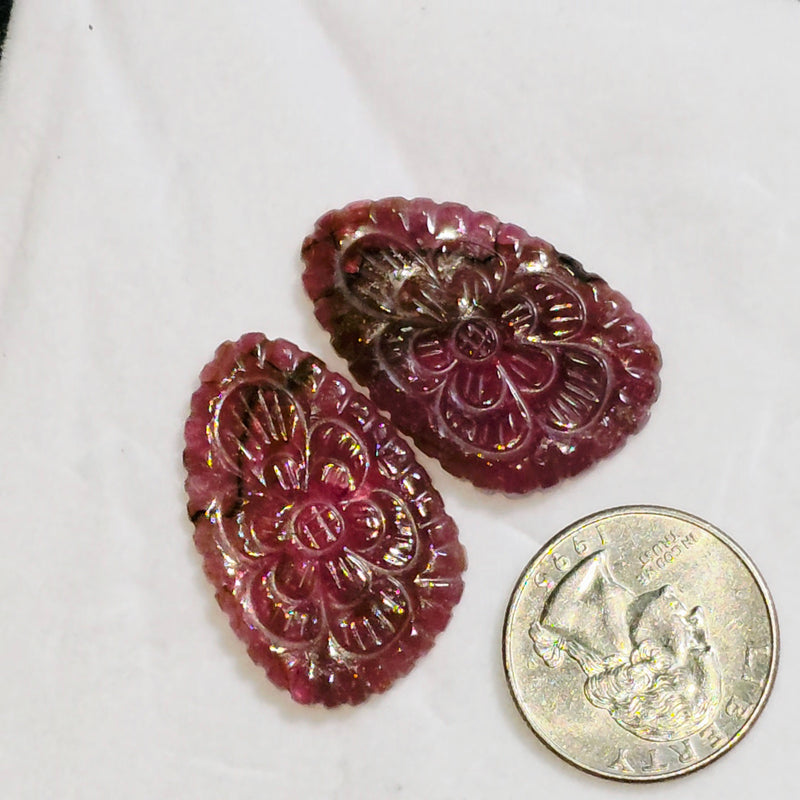 Carved Tourmaline Pair