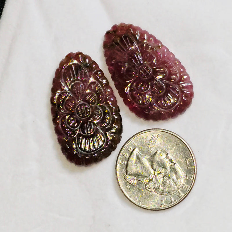 Carved Tourmaline Pair