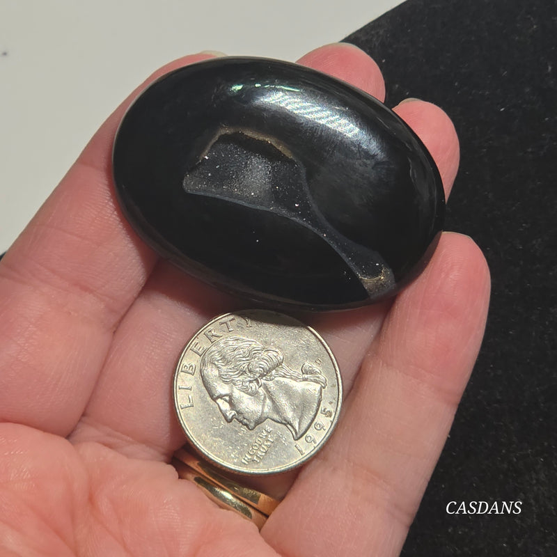 Black Druzy Agate Cabochon
