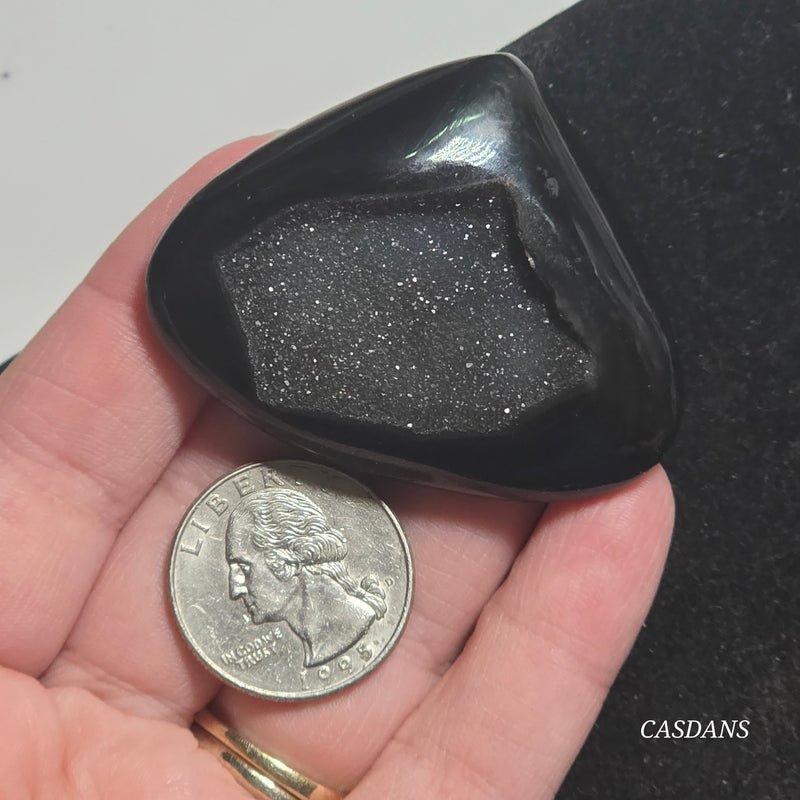 Black Druzy Agate Cabochon