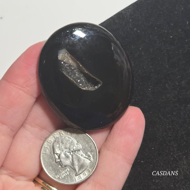 Black Druzy Agate Cabochon