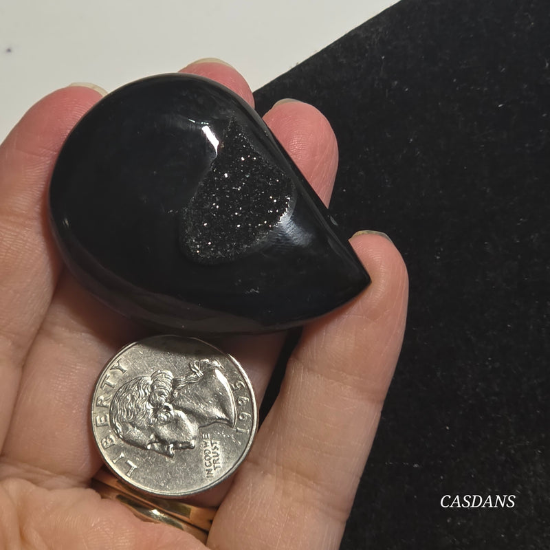 Black Druzy Agate Cabochon