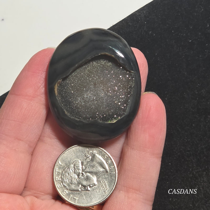 Black Druzy Agate Cabochon