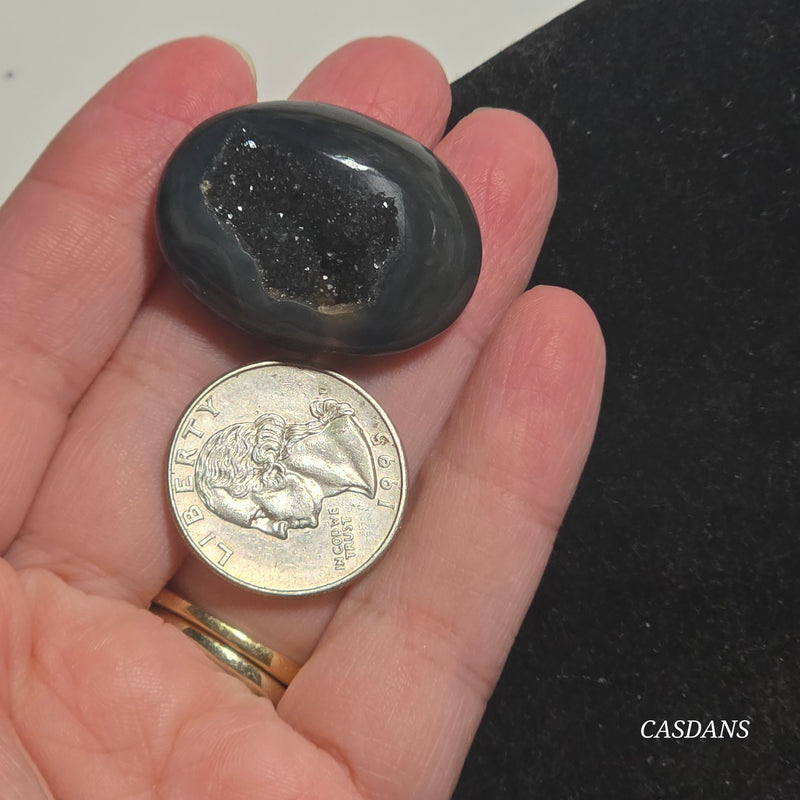 Black Druzy Agate Cabochon