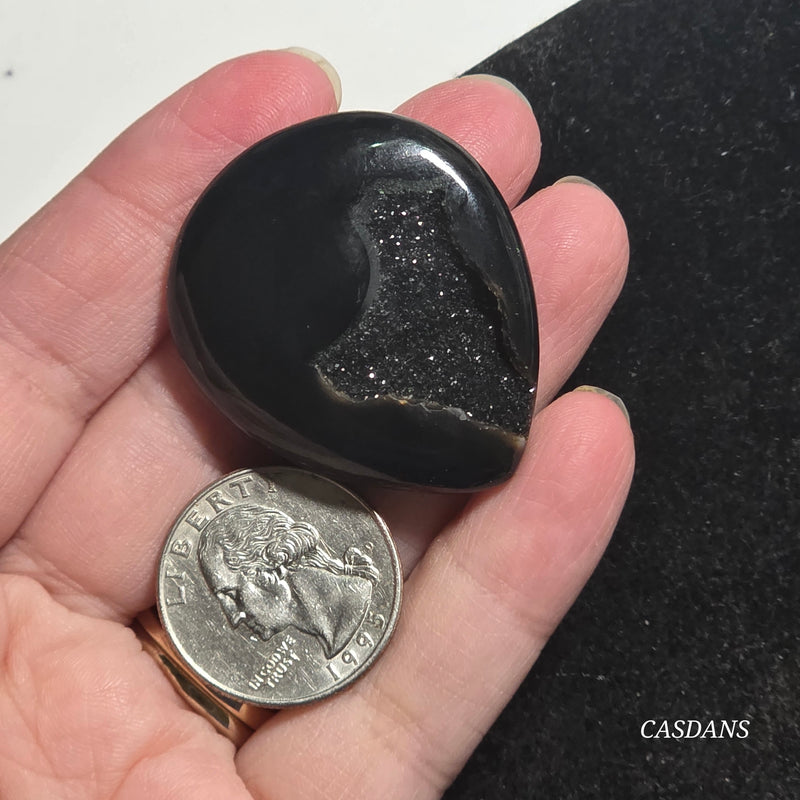 Black Druzy Agate Cabochon