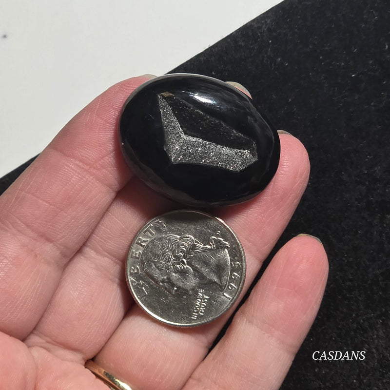 Black Druzy Agate Cabochon