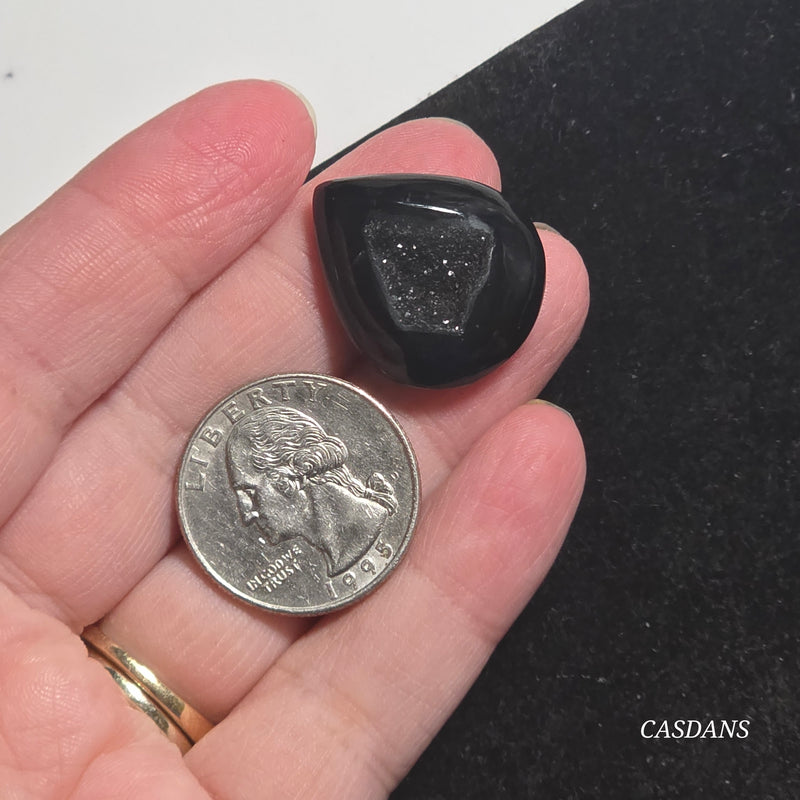 Black Druzy Agate Cabochon
