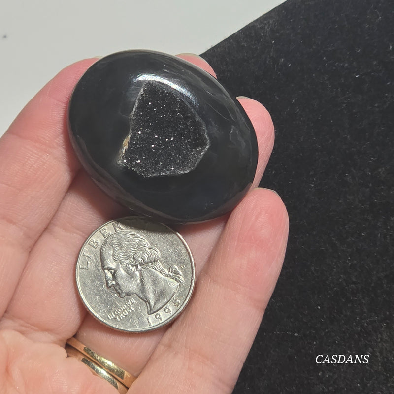 Black Druzy Agate Cabochon