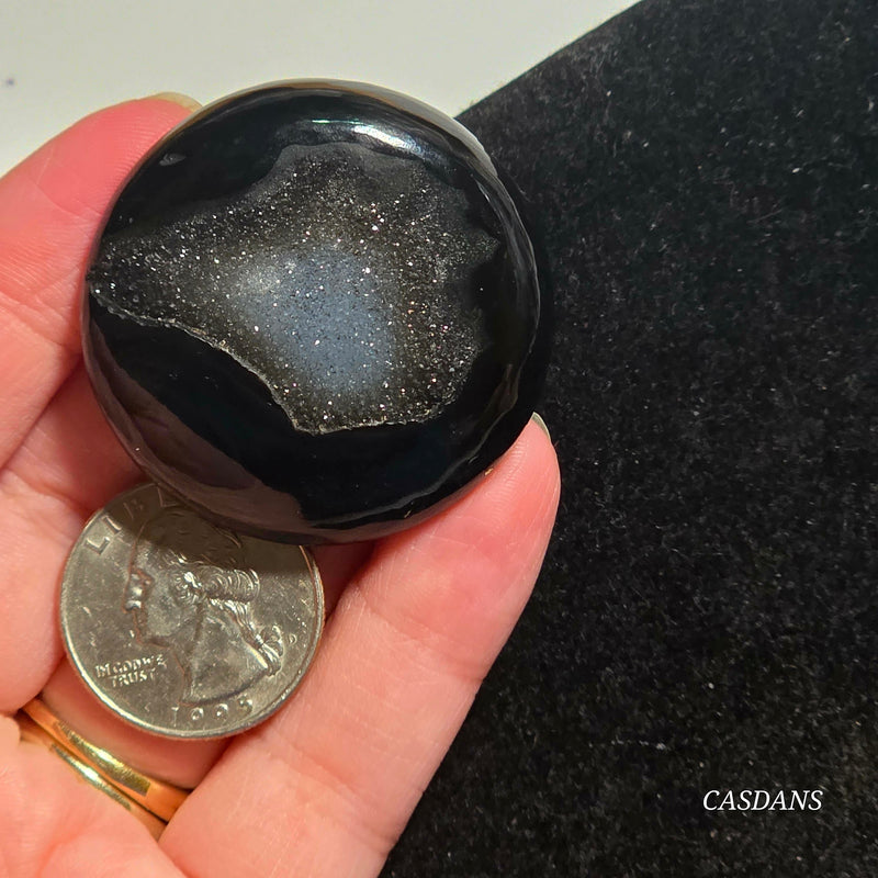Black Druzy Agate Cabochon *IMPERFECT*