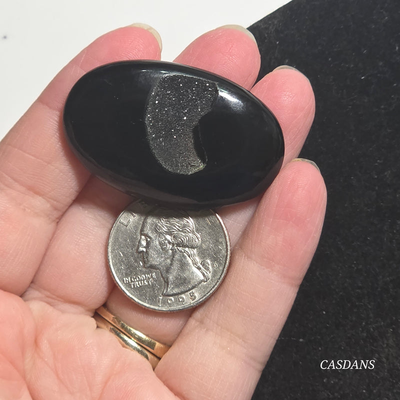 Black Druzy Agate Cabochon