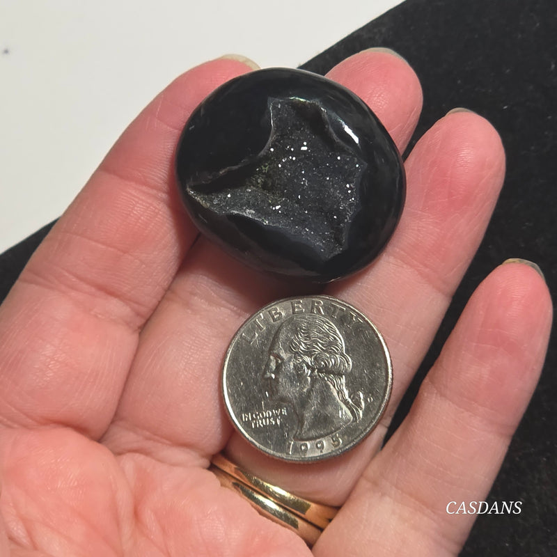 Black Druzy Agate Cabochon