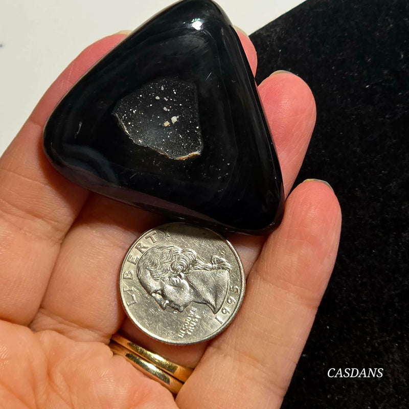 Black Druzy Agate Cabochon