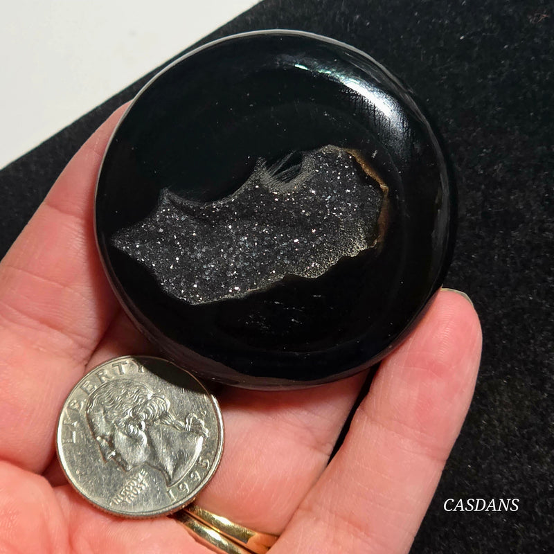Black Druzy Agate Cabochon *IMPERFECT*
