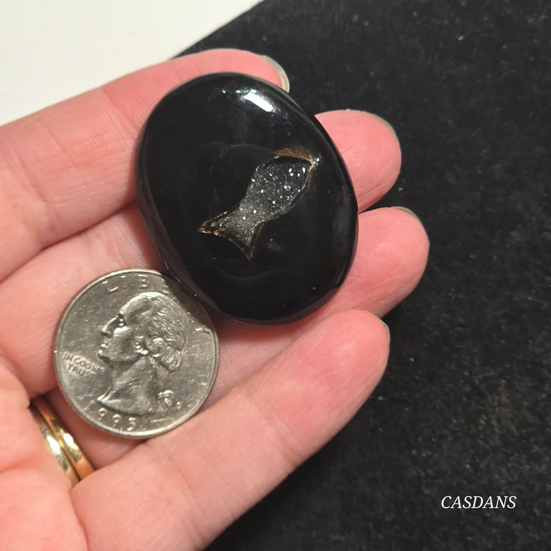 Black Druzy Agate Cabochon