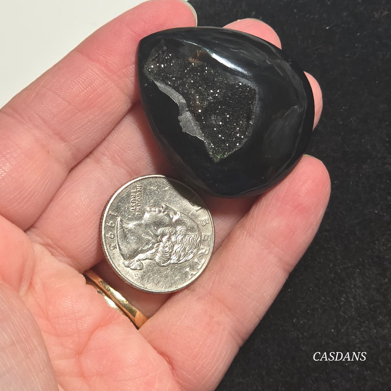 Black Druzy Agate Cabochon
