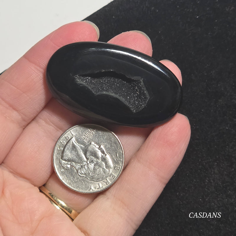 Black Druzy Agate Cabochon