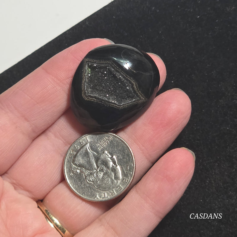Black Druzy Agate Cabochon