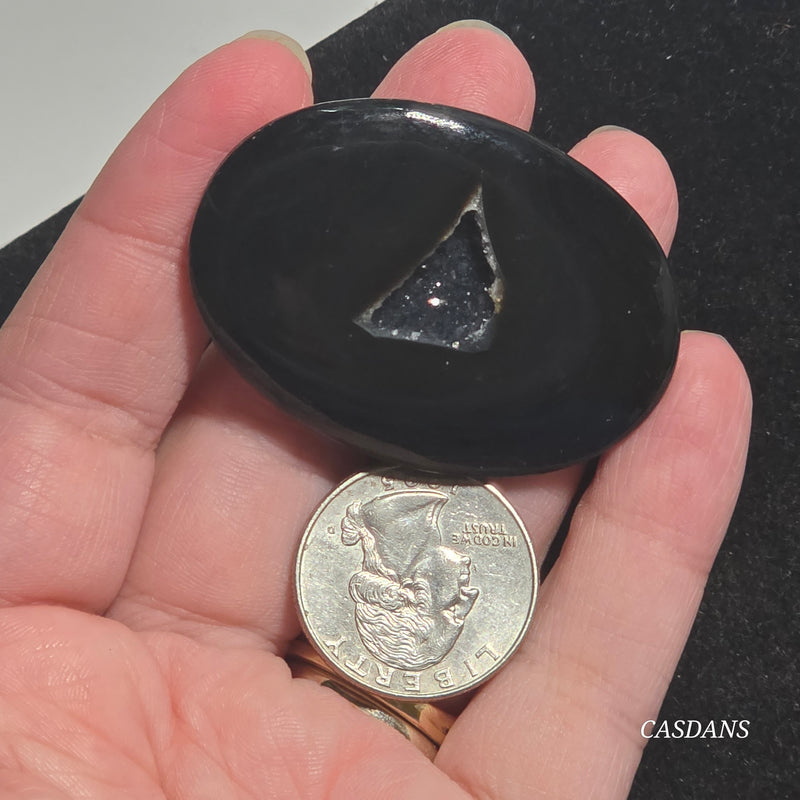 Black Druzy Agate Cabochon