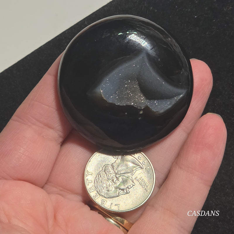 Black Druzy Agate Cabochon