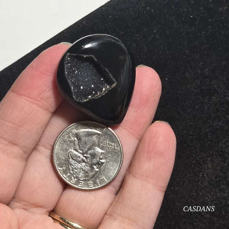 Black Druzy Agate Cabochon