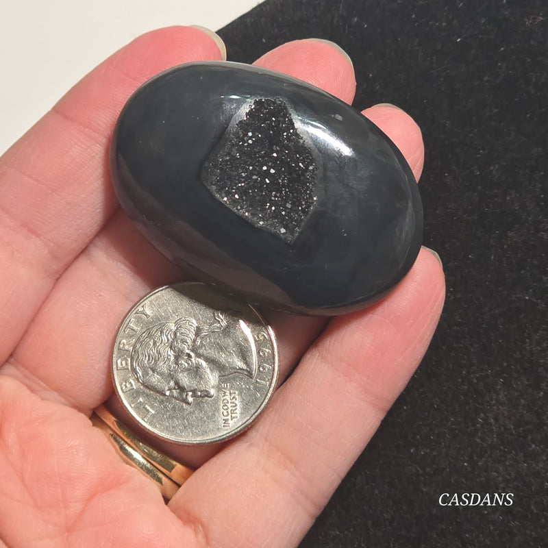 Black Druzy Agate Cabochon