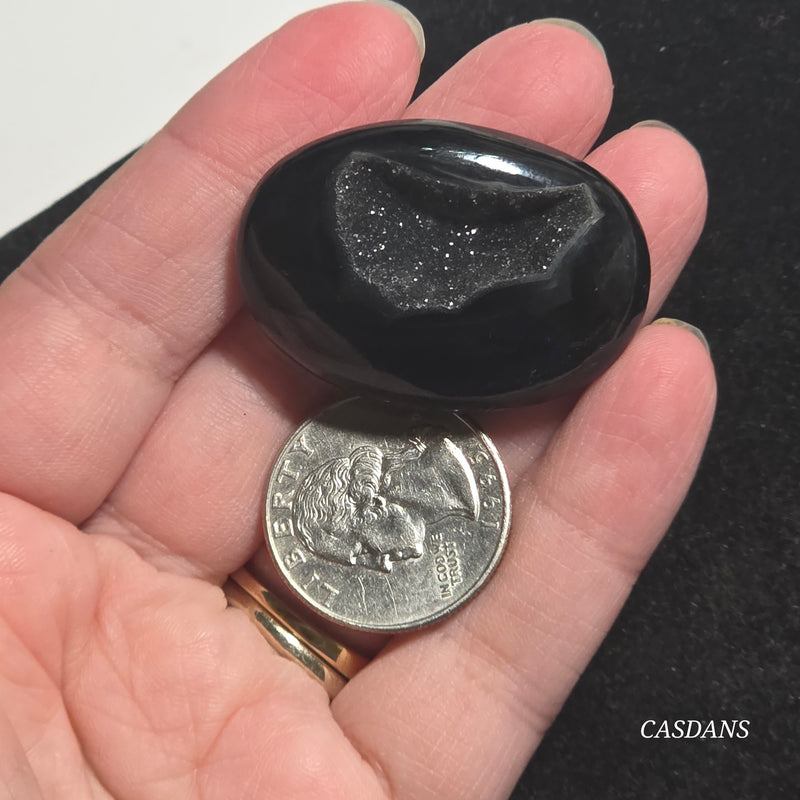 Black Druzy Agate Cabochon