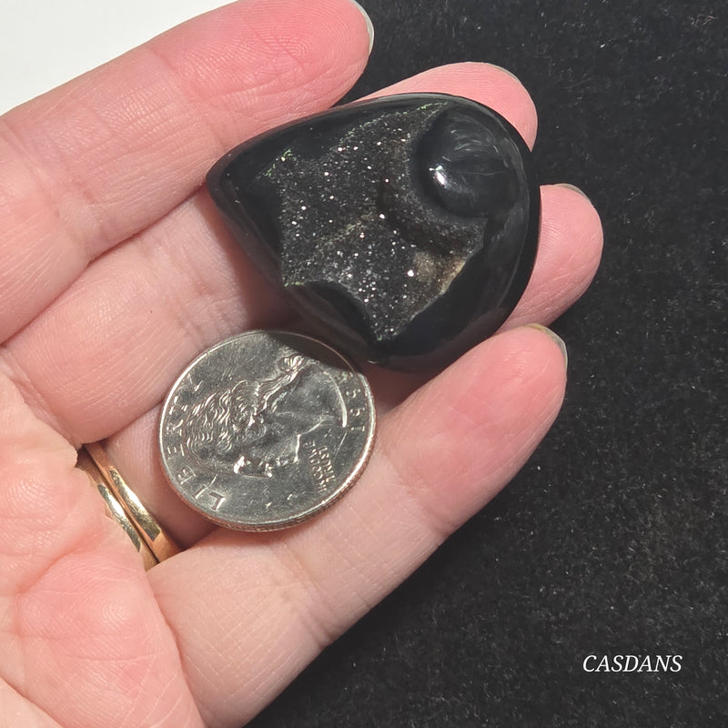 Black Druzy Agate Cabochon