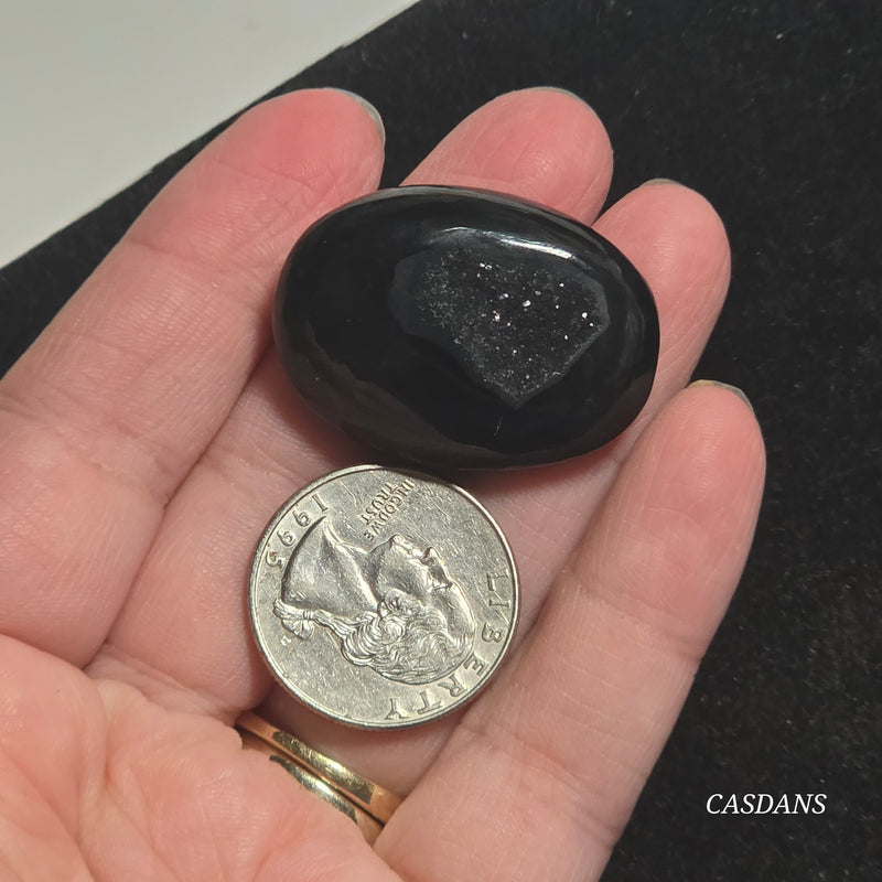 Black Druzy Agate Cabochon
