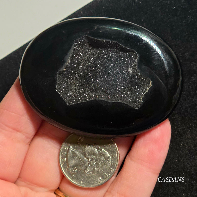 Black Druzy Agate Cabochon