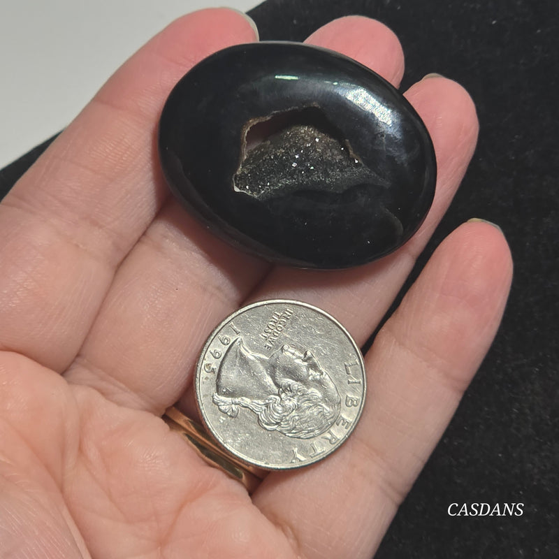Black Druzy Agate Cabochon