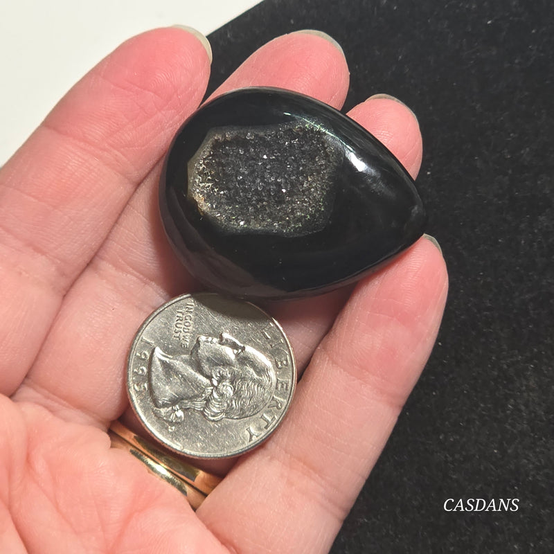 Black Druzy Agate Cabochon