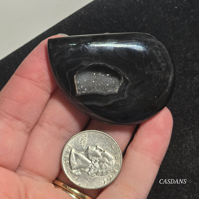 Black Druzy Agate Cabochon
