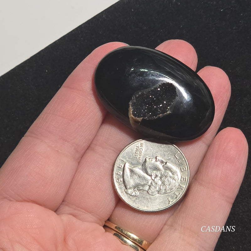 Black Druzy Agate Cabochon