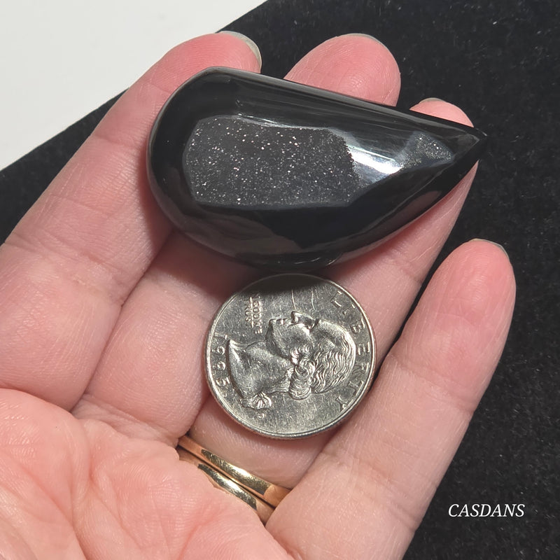 Black Druzy Agate Cabochon