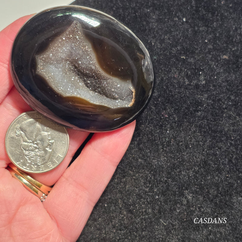 Black Druzy Agate Cabochon