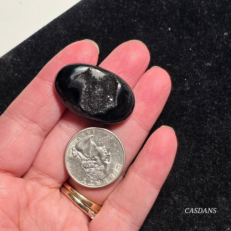 Black Druzy Agate Cabochon