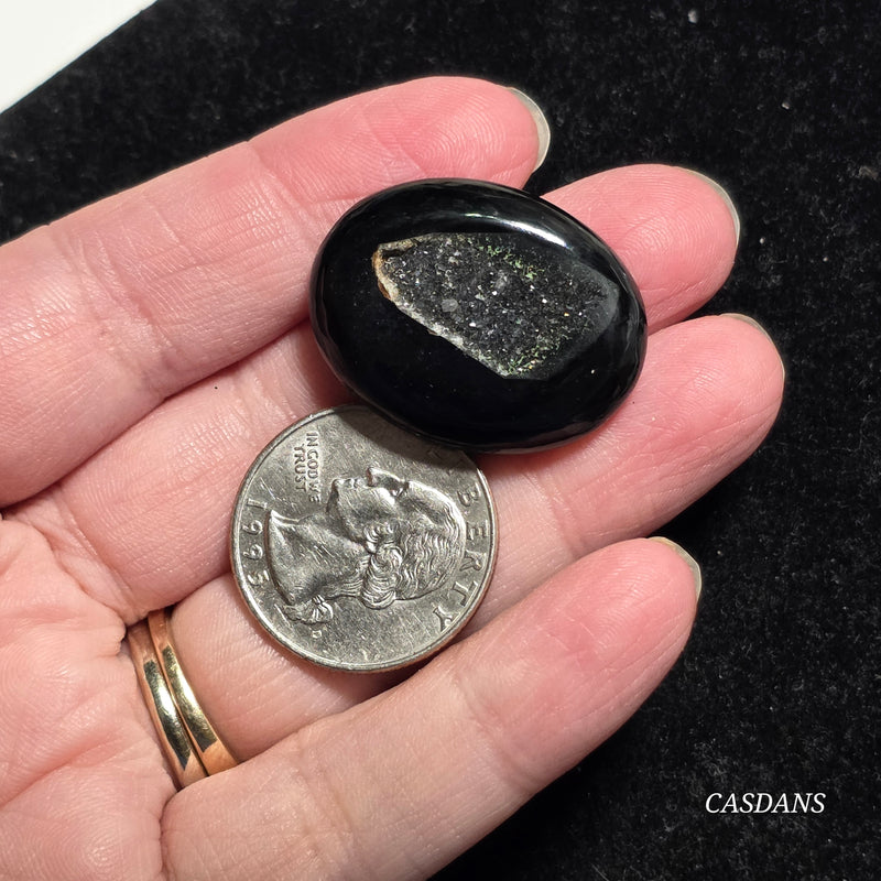 Black Druzy Agate Cabochon