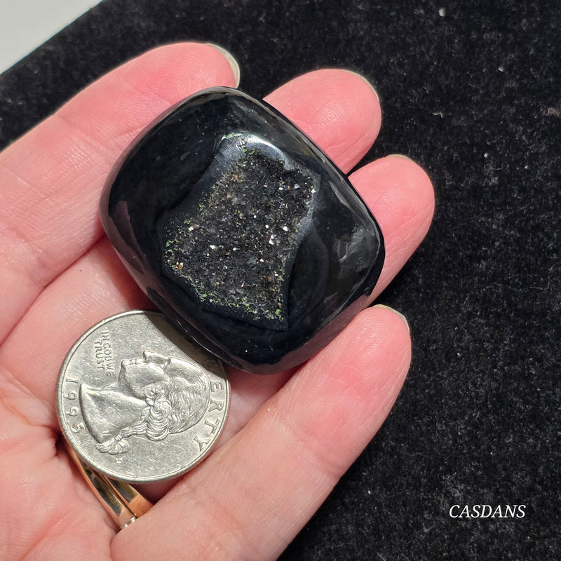 Black Druzy Agate Cabochon